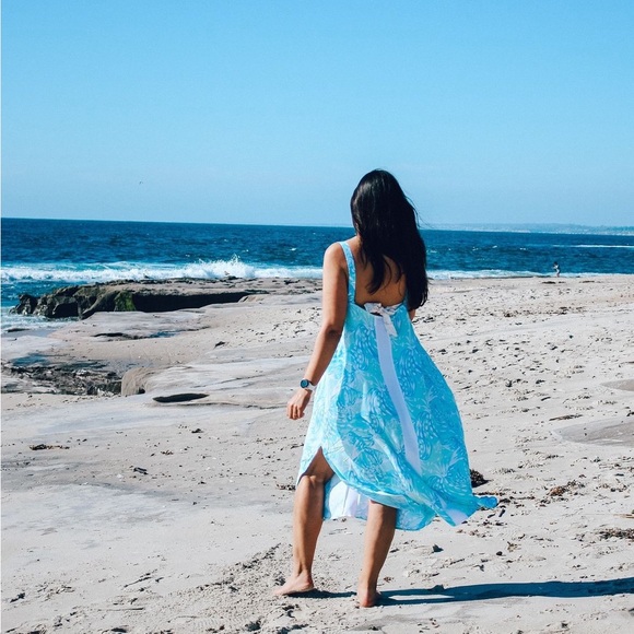 Lilibridge Blue Tropics Midi Dress | Color: Blue | Size: M | - Picture 6 of 10